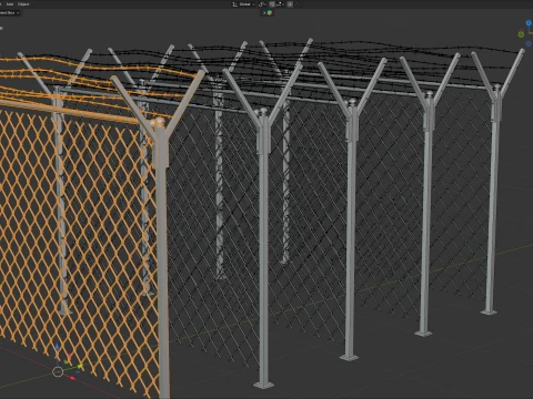 Barbed Wire Fence v3 3D Model