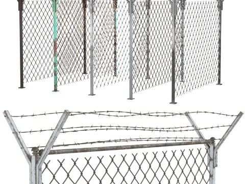 Barbed Wire Fence v3 3D Model