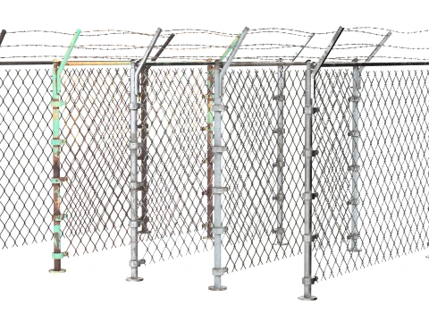 Barbed Wire Fence v4 3D Model