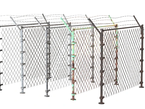 Barbed Wire Fence v4 3D Model