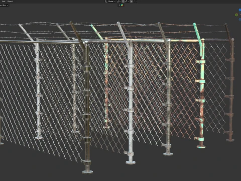Barbed Wire Fence v4 3D Model