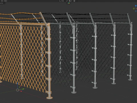 Barbed Wire Fence v4 3D Model