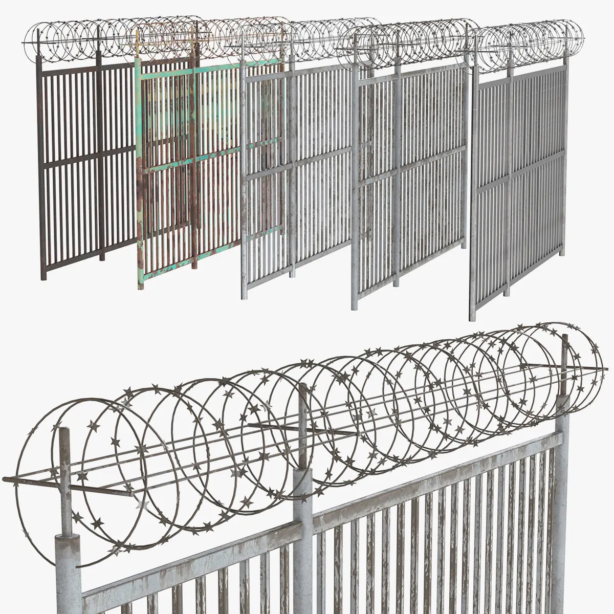 Barbed Wire Fence v5 3D Model .c4d .max .obj .3ds .fbx .stl .blend 