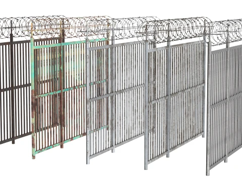 Barbed Wire Fence v5 3D Model