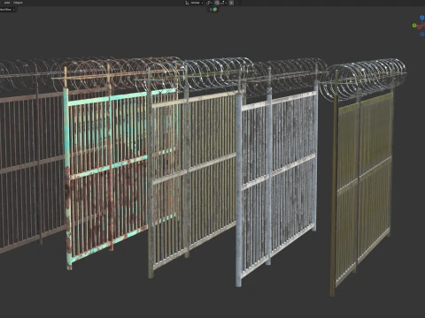 Barbed Wire Fence v5 3D Model