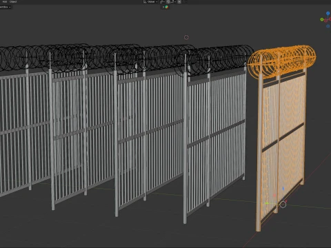 Barbed Wire Fence v5 3D Model