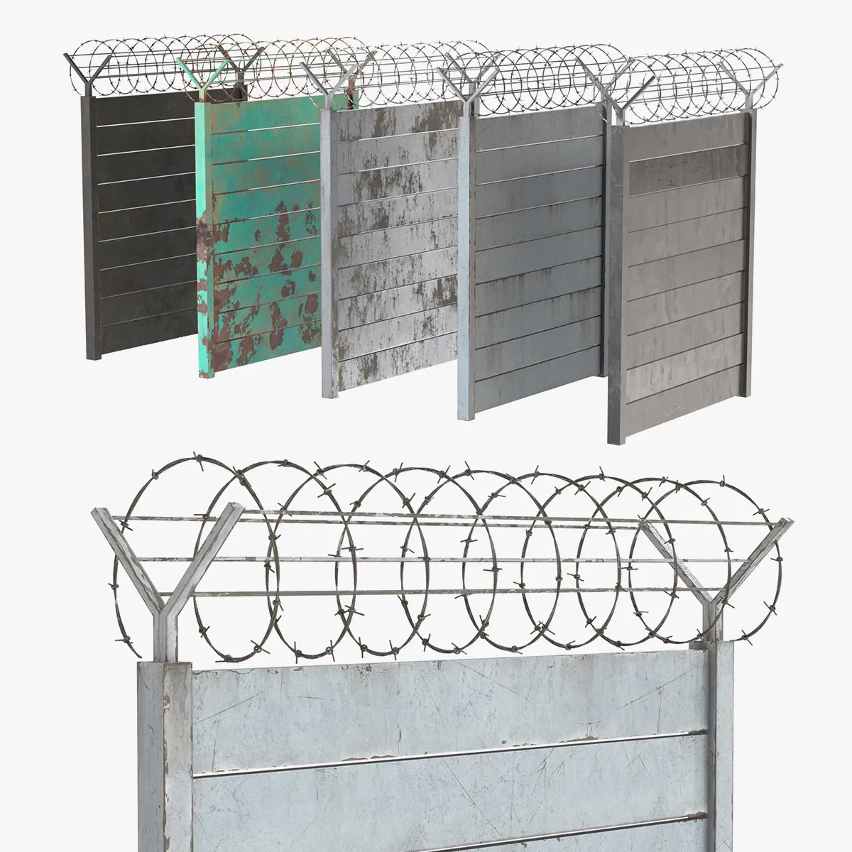 Barbed Wire Fence v7 3D Model .c4d .max .obj .3ds .fbx .stl .blend 