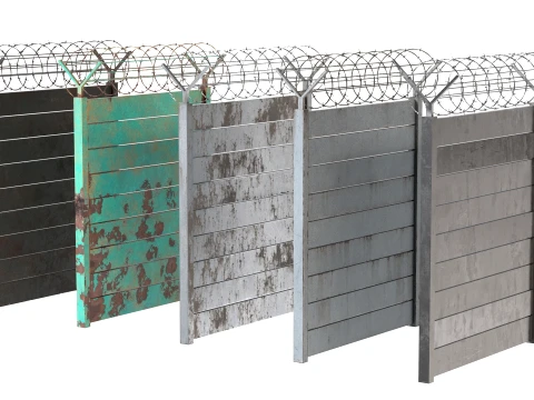 Barbed Wire Fence v7 3D Model