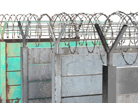 Barbed Wire Fence v7 3D Model