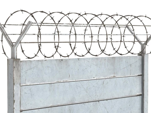 Barbed Wire Fence v7 3D Model