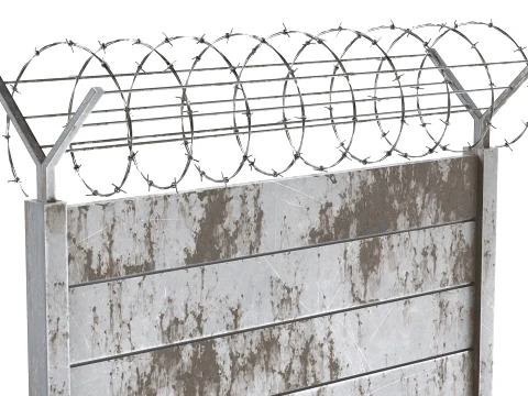 Barbed Wire Fence v7 3D Model