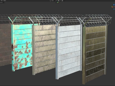 Barbed Wire Fence v7 3D Model