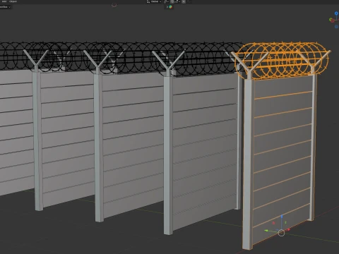 Barbed Wire Fence v7 3D Model