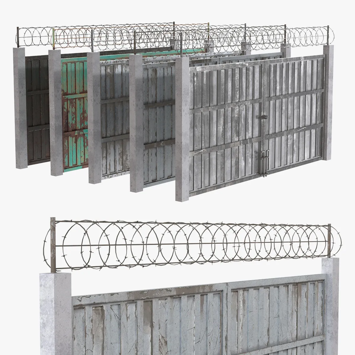 Barbed Wire Fence v8 3D Model .c4d .max .obj .3ds .fbx .stl .blend