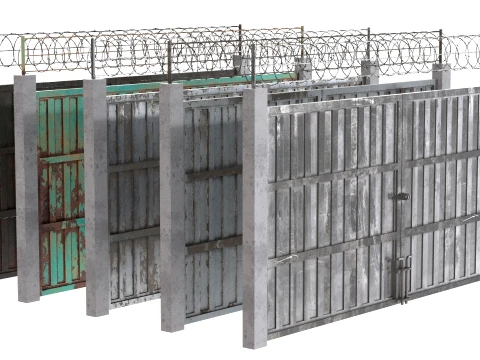 Barbed Wire Fence v8 3D Model