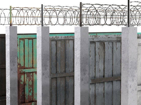 Barbed Wire Fence v8 3D Model