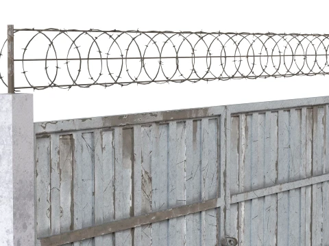 Barbed Wire Fence v8 3D Model