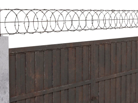 Barbed Wire Fence v8 3D Model