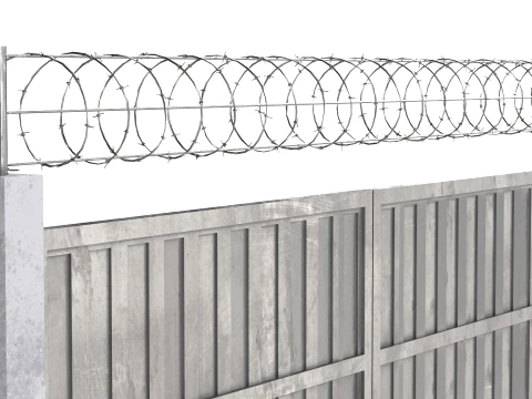 Barbed Wire Fence v8 3D Model