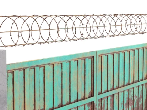 Barbed Wire Fence v8 3D Model
