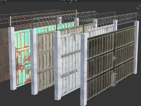 Barbed Wire Fence v8 3D Model