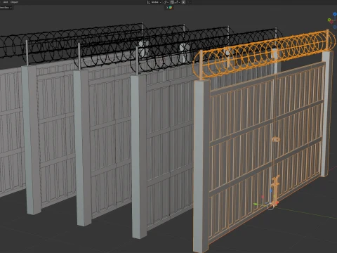 Barbed Wire Fence v8 3D Model
