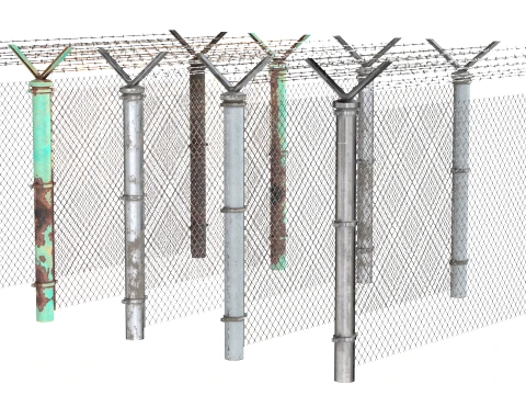 Barbed Wire Fence v9 3D Model