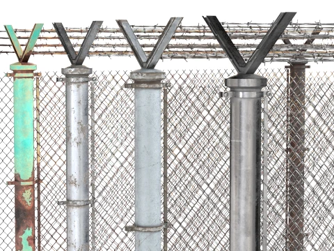 Barbed Wire Fence v9 3D Model