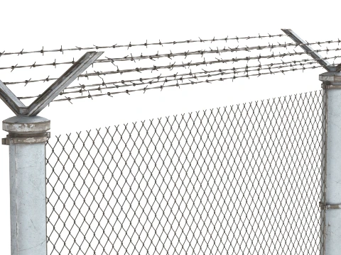 Barbed Wire Fence v9 3D Model