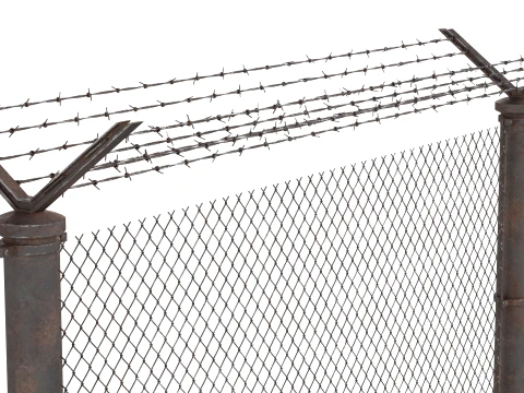 Barbed Wire Fence v9 3D Model