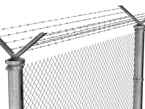 Barbed Wire Fence v9 3D Model