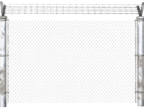 Barbed Wire Fence v9 3D Model