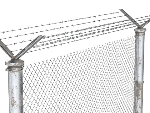 Barbed Wire Fence v9 3D Model
