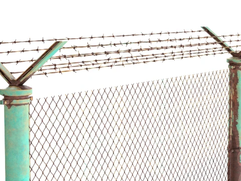 Barbed Wire Fence v9 3D Model