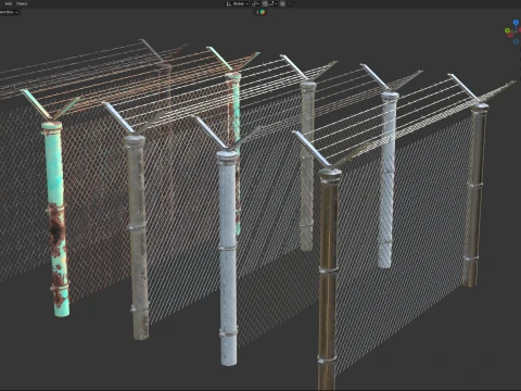 Barbed Wire Fence v9 3D Model