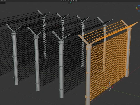 Barbed Wire Fence v9 3D Model