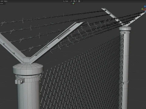 Barbed Wire Fence v9 3D Model