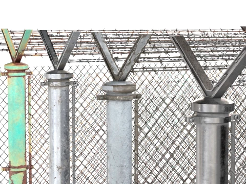 Barbed Wire Fence v10 3D Model