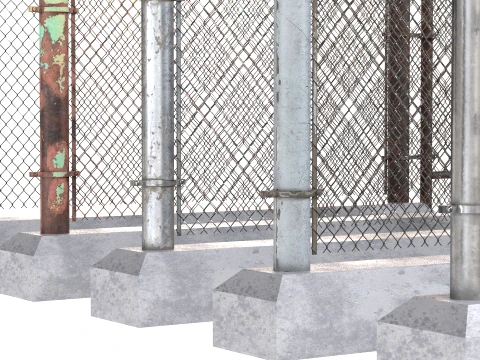 Barbed Wire Fence v10 3D Model