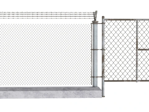 Barbed Wire Fence v10 3D Model