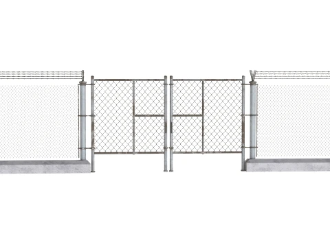 Barbed Wire Fence v10 3D Model