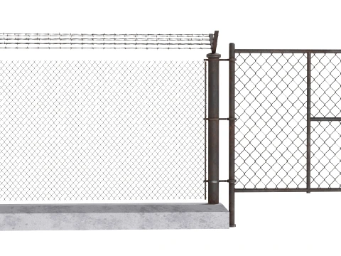 Barbed Wire Fence v10 3D Model