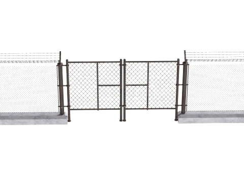 Barbed Wire Fence v10 3D Model