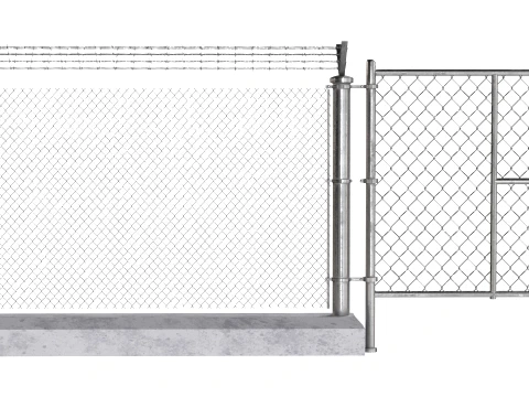 Barbed Wire Fence v10 3D Model