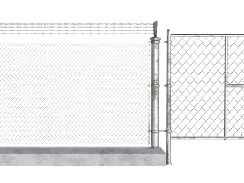 Barbed Wire Fence v10 3D Model