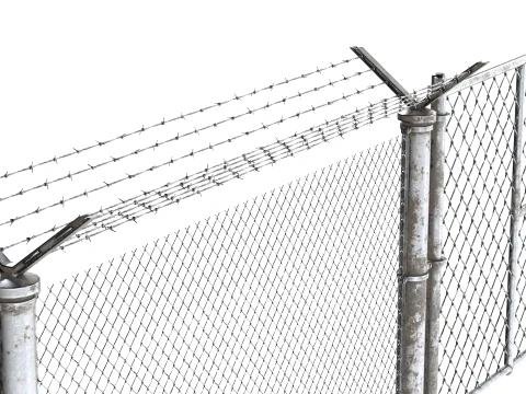 Barbed Wire Fence v10 3D Model