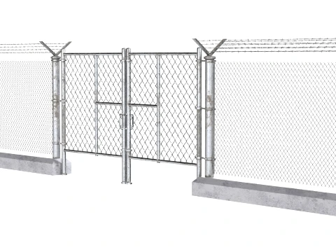 Barbed Wire Fence v10 3D Model