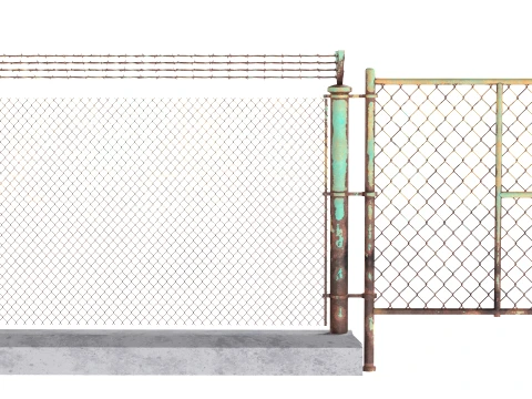 Barbed Wire Fence v10 3D Model