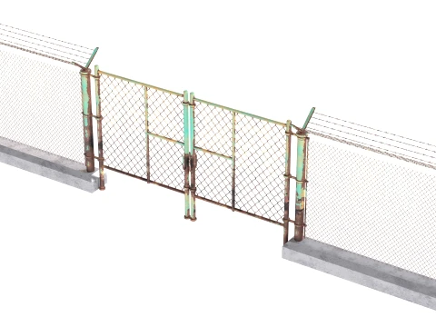 Barbed Wire Fence v10 3D Model