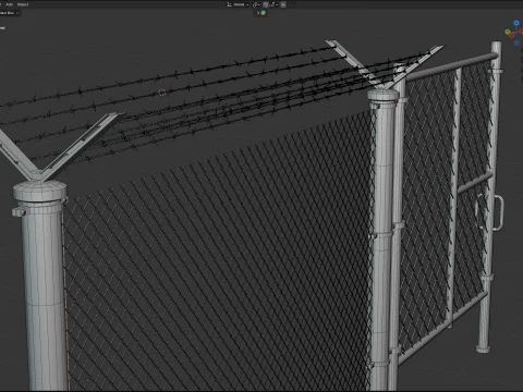 Barbed Wire Fence v10 3D Model